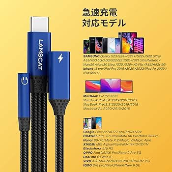 Amazon.co.jp: LAMSCAT 2in1 タイプC イヤホン変換 アダプタ